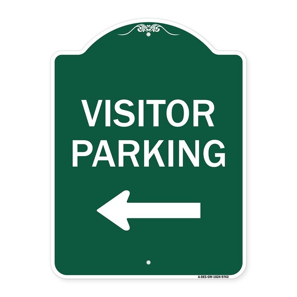 Visitor Parking Left Heavy-Gauge Aluminum Architectural Sign, 24" x 18", GW-1824-9743